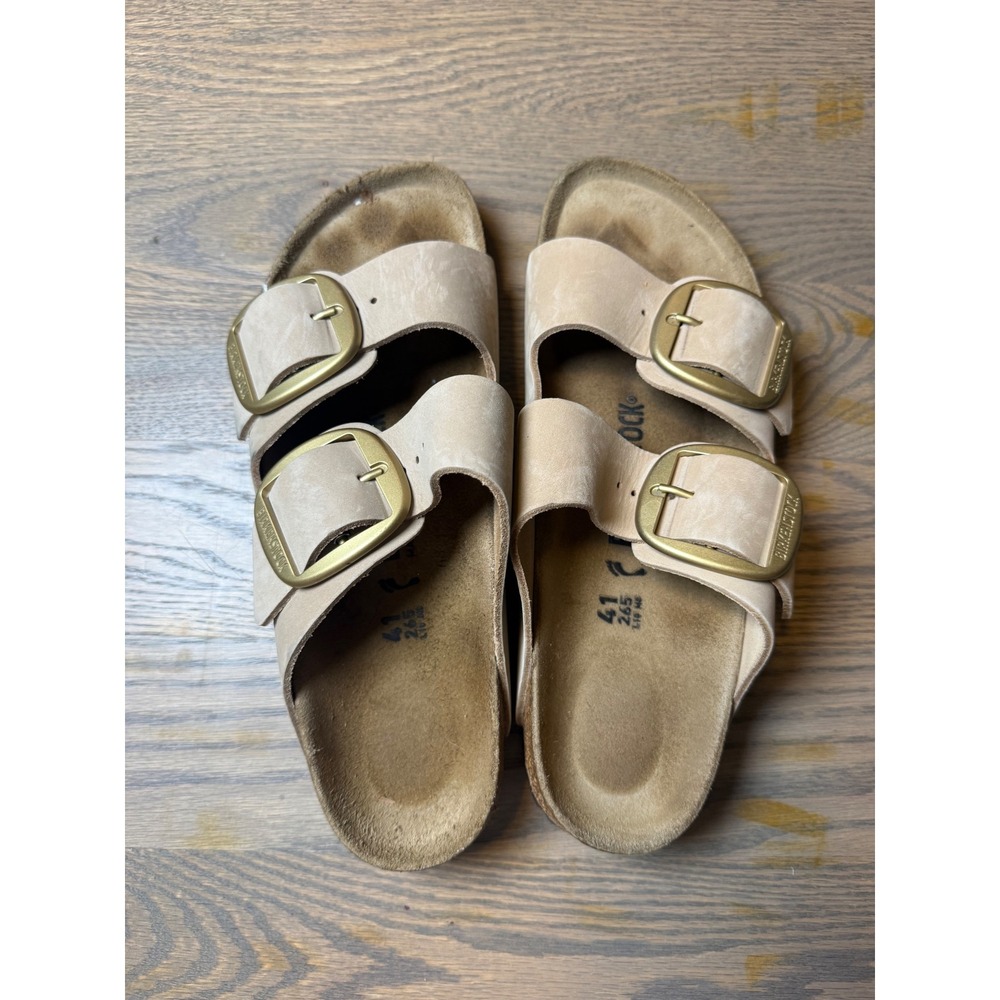 Birkenstock Arizona Big Buckle Sandcastle Nubuck Leather Sandals 41 L10